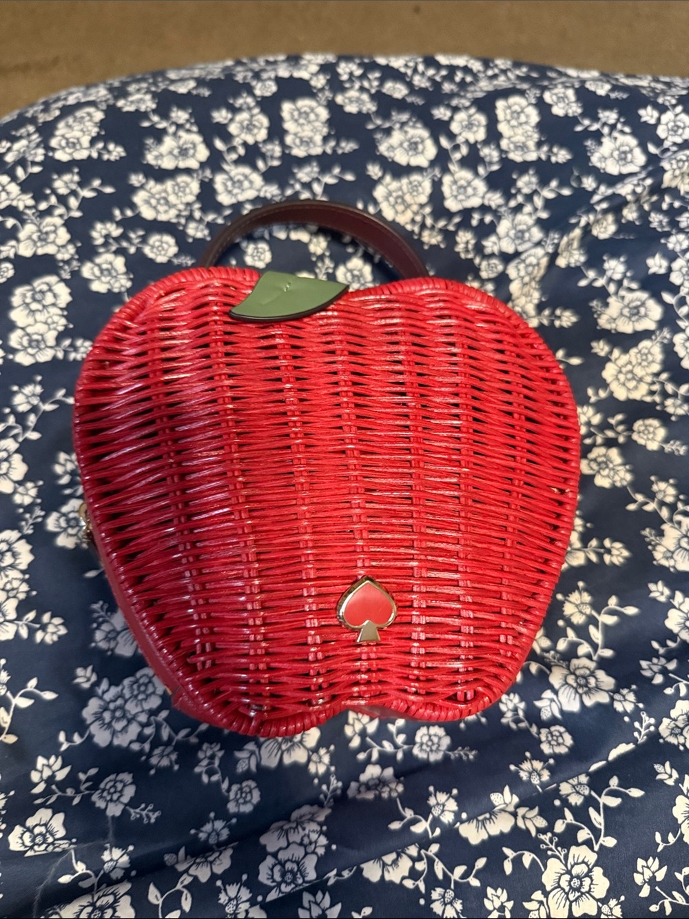 kate spade Red Apple Wicker Top-Handle Mini Bag
